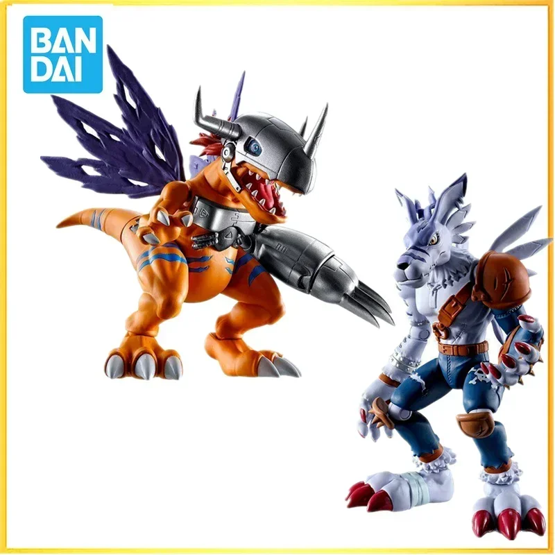 

In Stock Original Bandai SHODO Digimon Adventure Were Garurumon Metal Greymon Anime Figure Model Collecile Action Toys