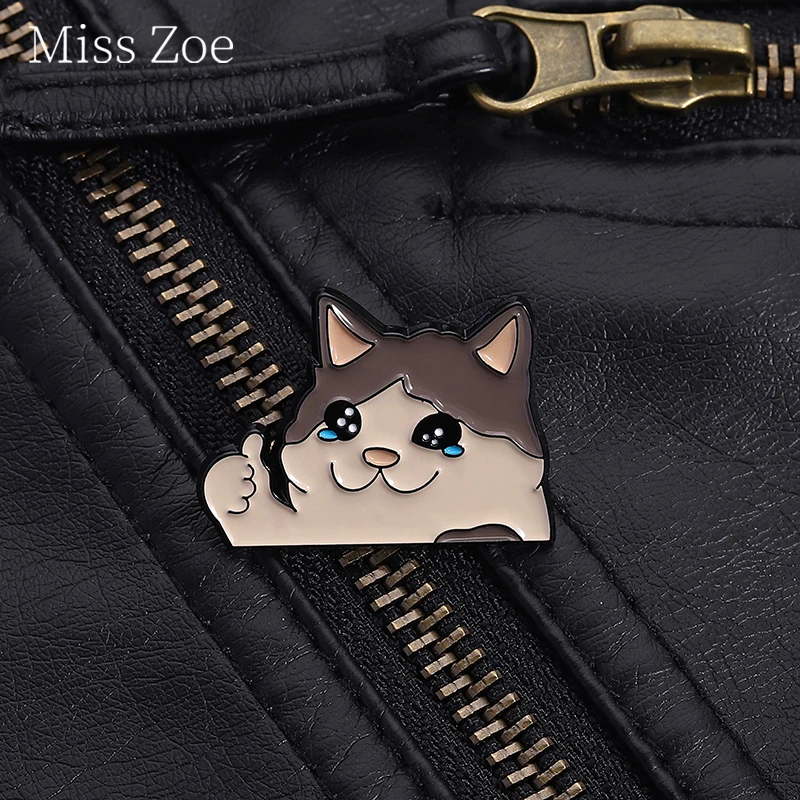 Crying Eyes Kitty Cartoon Style Enamel Pin Cute Playful Positive Emotional Cat Brooch Lapel Badge Jewelry Gifts For Cat Lovers