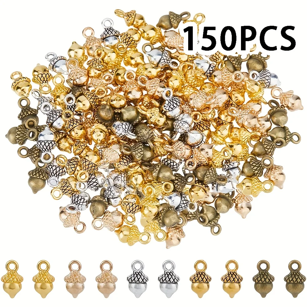

150pcs 5-color Alloy Stereo Acorn Pine Cone Pendant, Suitable for DIY Jewelry Making, Bracelet Necklace Earrings Key Chain