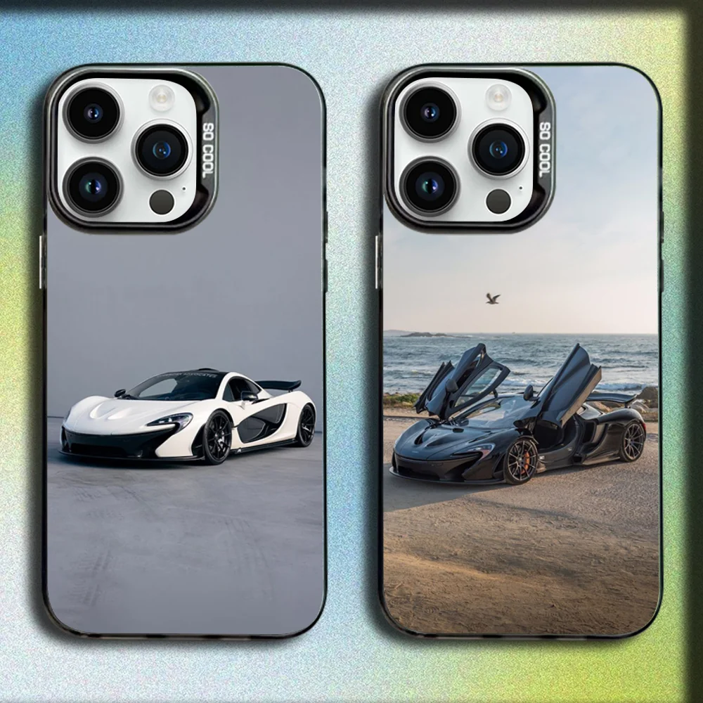 

Sport Car M-McLarens Phone Case For iPhone 16,15,14,13,12,11,Mini,Pro,SE,MAX Gray Matte Silicone Black Cover