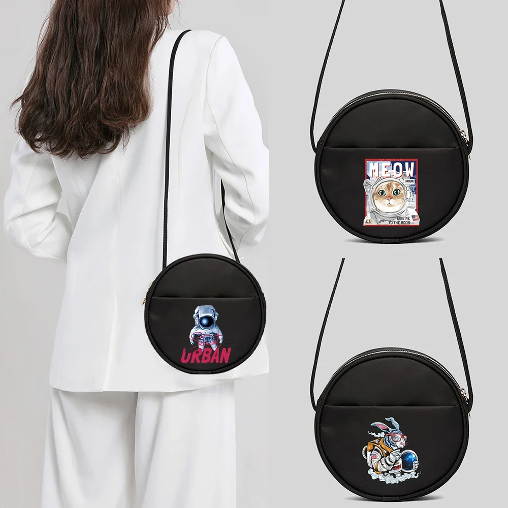 Round Crossbody Bag Mini Phone Purse Astronaut Series Outdoor Travel Storage Pack Portable Female Casual Messenger Bags