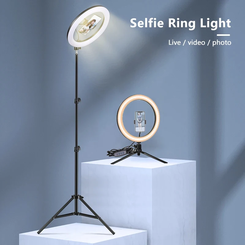 Selfie Ring Lamp Led Ring Light Selfie With 50cm Tripod Ring For Selfie Phone Video Photography Lighting For Tiktok Phone Holder