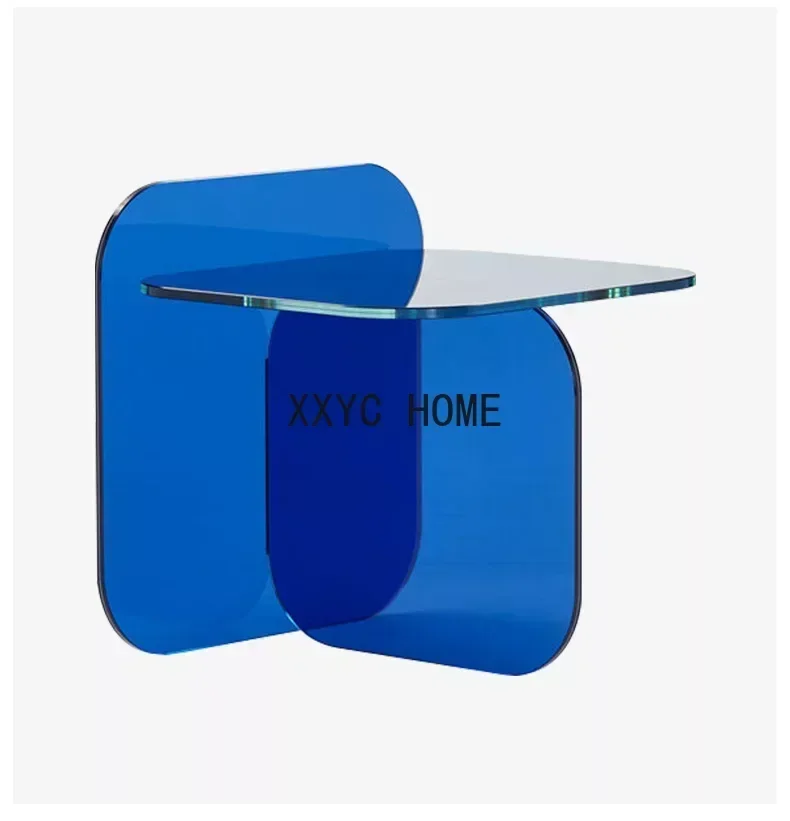 Kreativer Beistelltisch aus gehärtetem Glas, transparent, für Wohnzimmer und Balkon, minimalistisch, leicht luxuriös