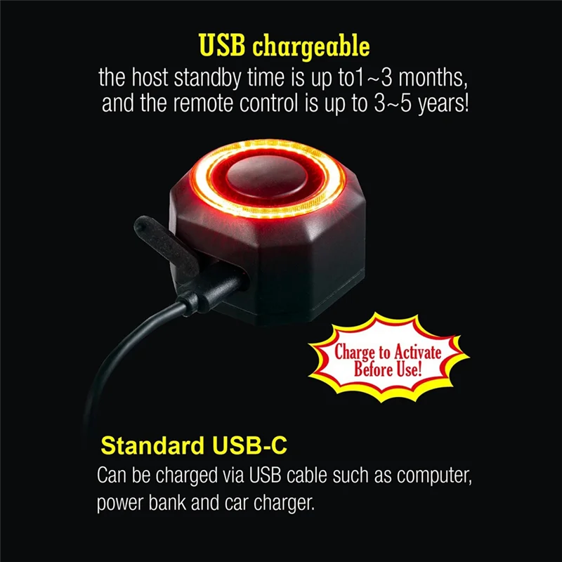 

【СЕНЦИЯ】IP65 Водонепроницаемая велосипедная сигнализация Задний фонарь для велосипеда Беспроводная противоугонная охранная сигнализация Датчик вибрации движения