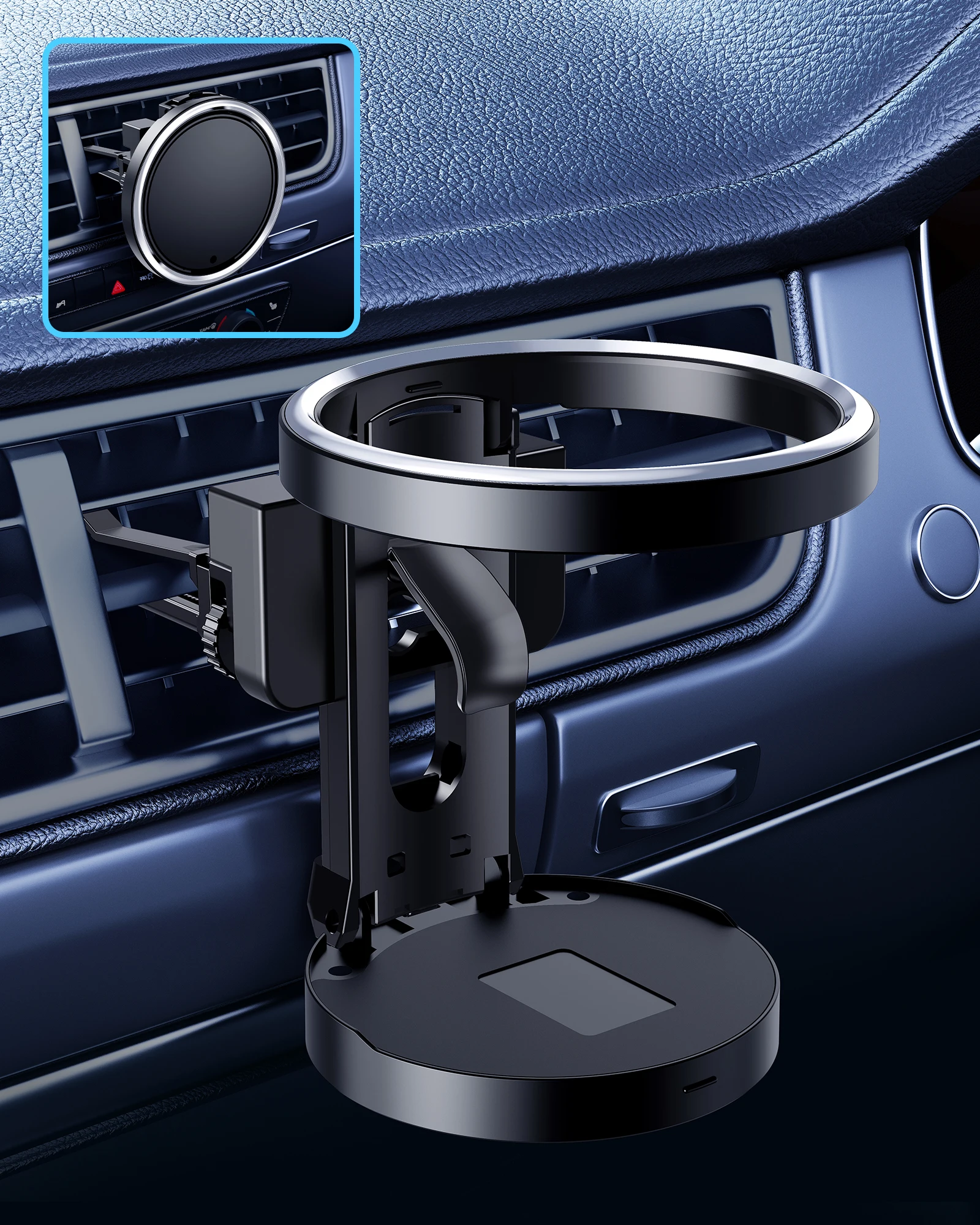 

Держатель для стаканов Hipacool на воздуховод автомобиля, устойчивое крепление для напитков в автомобиле, подходит для стаканов до 3,15 дюйма, универсальный аксессуар для кофейных стаканов в машину.