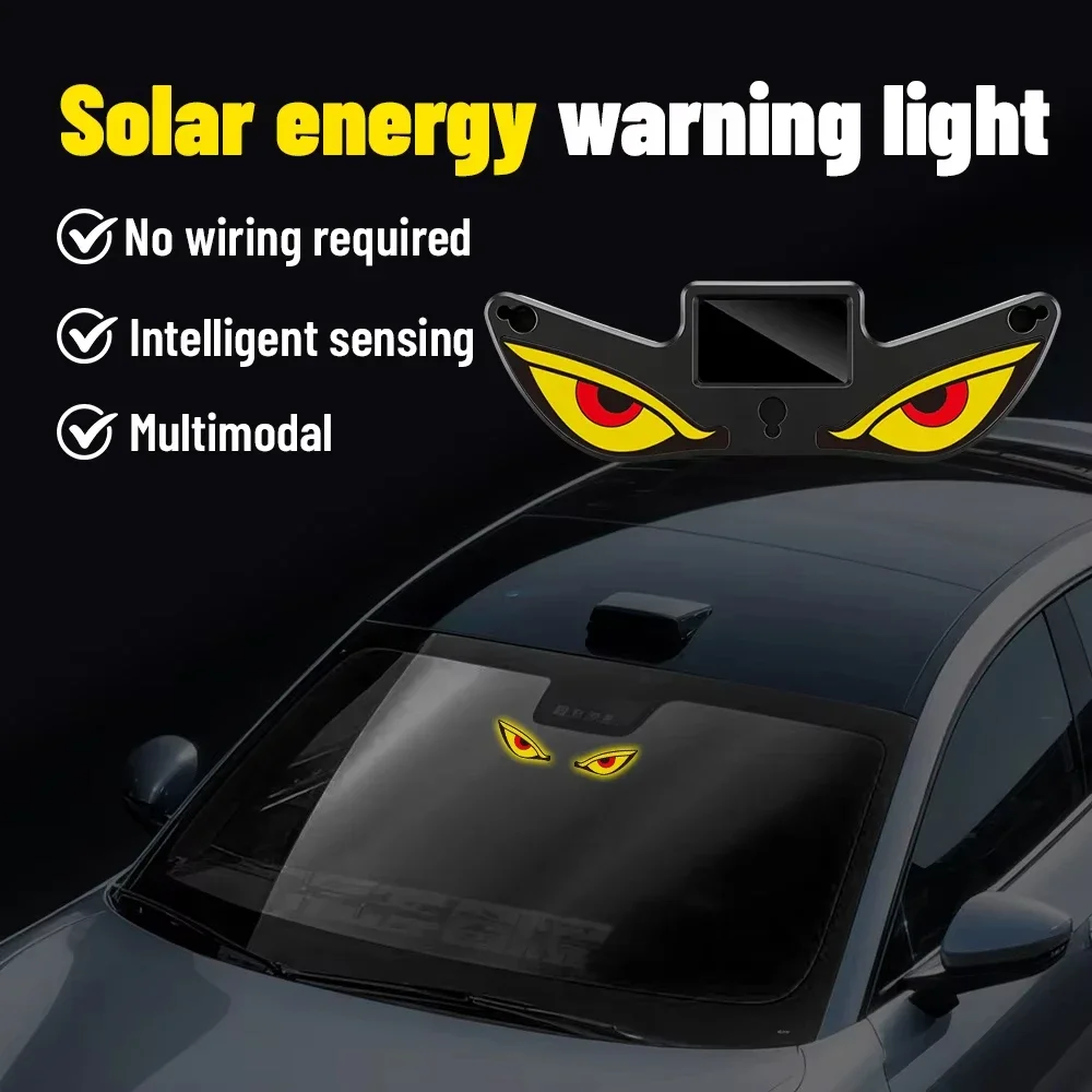 Solar Powered Cool Demon Eye Led Car Neon Light Wireless Ambient Light Suction Cup USB Rechargeable Atmosphere Breathing Lamp
