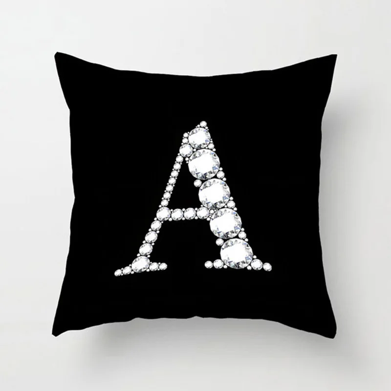 26 Diamond Alphabets Decorative Cushion Cover Pillow Case Pillow Covers Living Room Home Decor כיסוי כרית 45×45