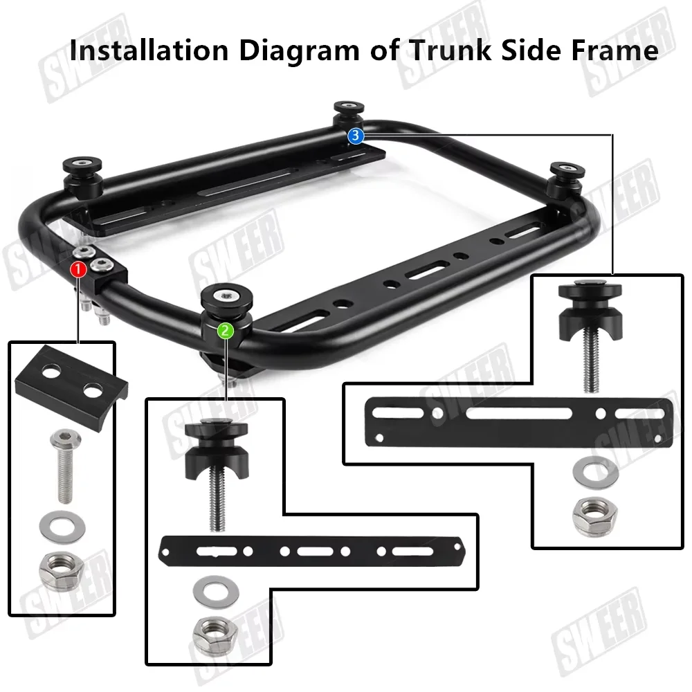 Motorcycle Side Case Support Racks Aluminium Alloy Saddlebag Rack High Load Capacity Support Brackets Motorcycles Accessories