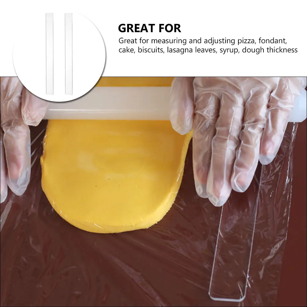 

2pcs Dough Thickness Guides Baking Measurement Tools Reusable Acrylic Rolling Pin 2mm 25x40cm Pastry Cookie Biscuit Kitchen