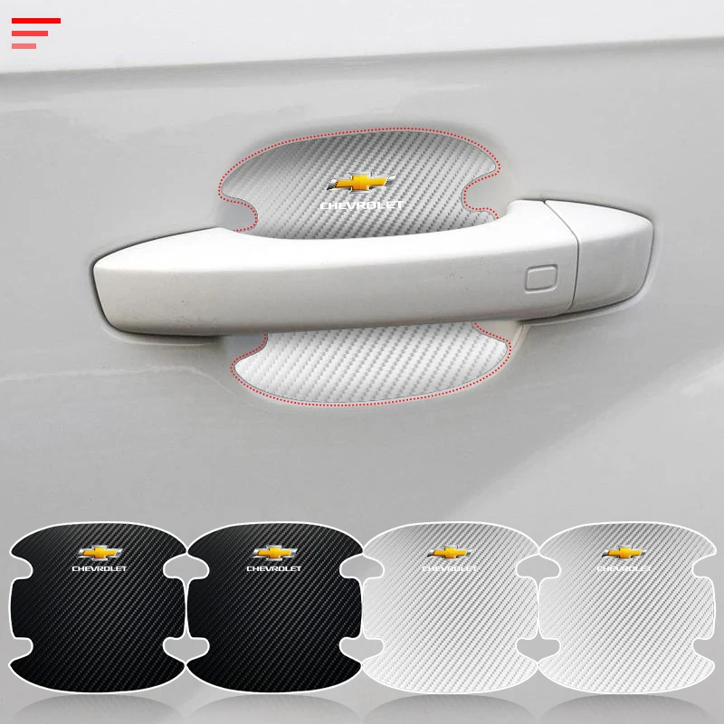 4 Uds manija de puerta de coche pegatina de protección emblema estilo de coche para Chevrolet Onix SS Pioneer Explorer Cruz Mai Rui Bao Cobalt Impala