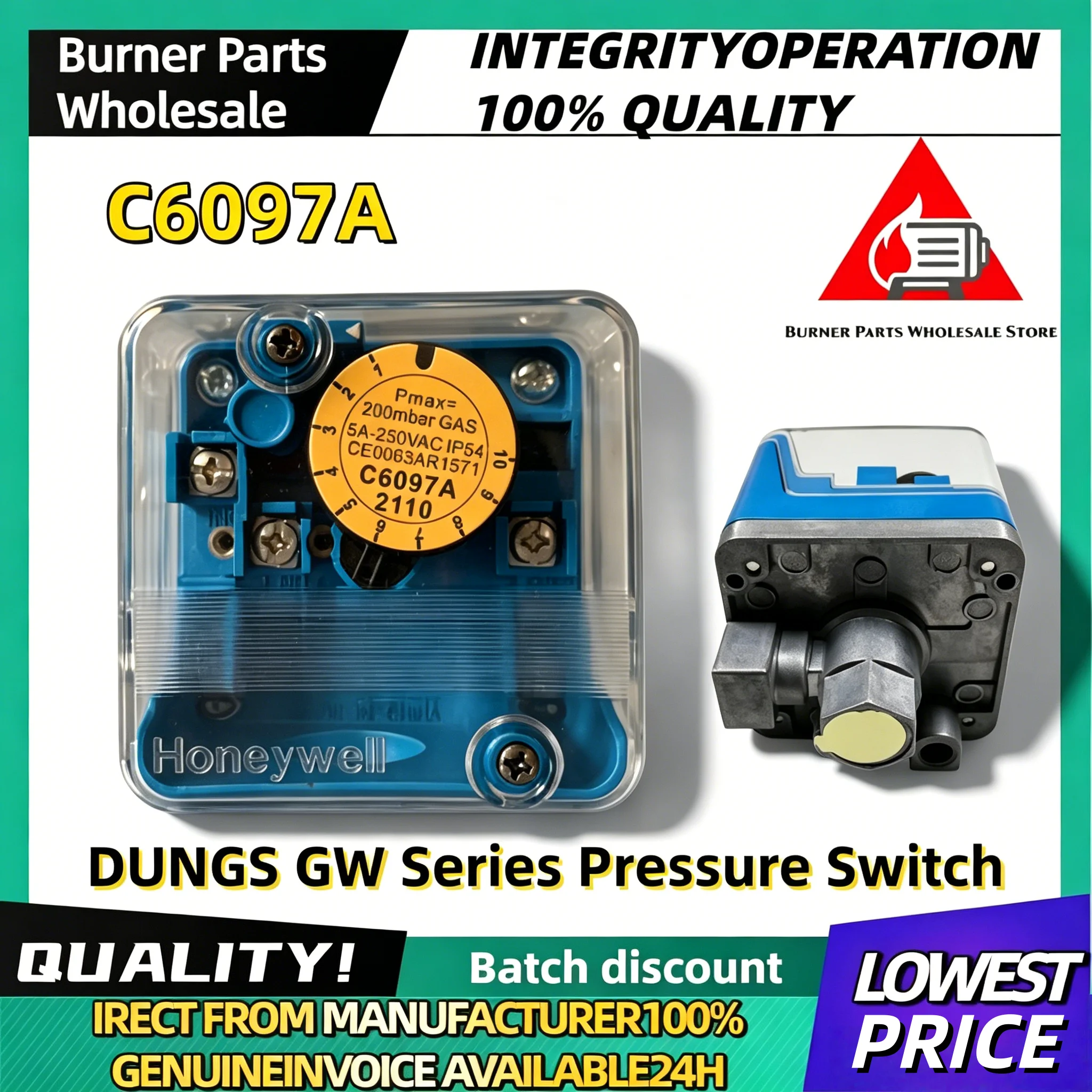 C6097A2110 C6097A2210 C6097A2310 C6097A2410 Gas Air Pressure Switch Industrial Boiler Burner Combustion Safety Control Parts
