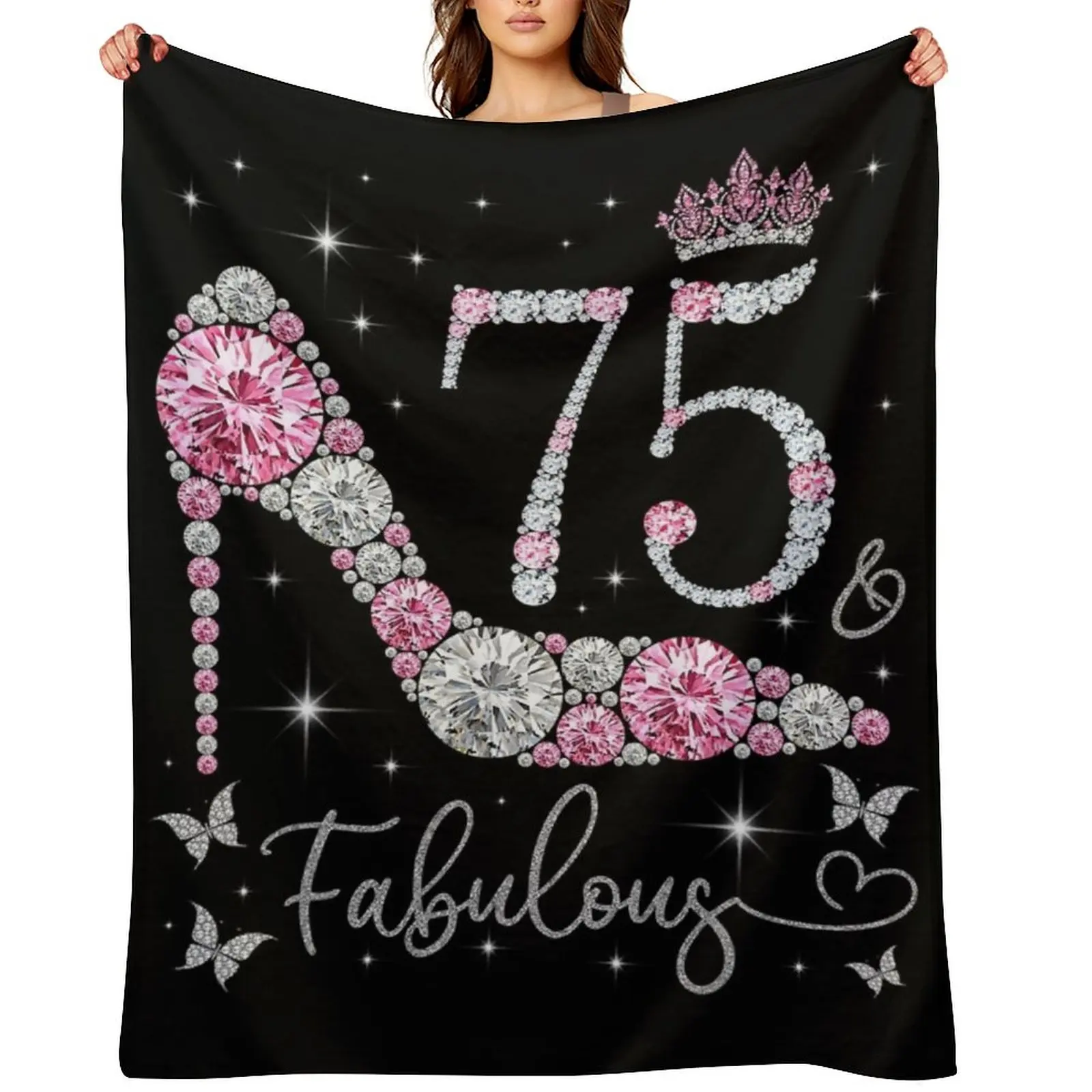 

75 & Fabulous, 75 Years Old and Fabulous, 75th Birthday Throw Blanket Blankets For Sofas manga bed plaid Multi-Purpose Blankets