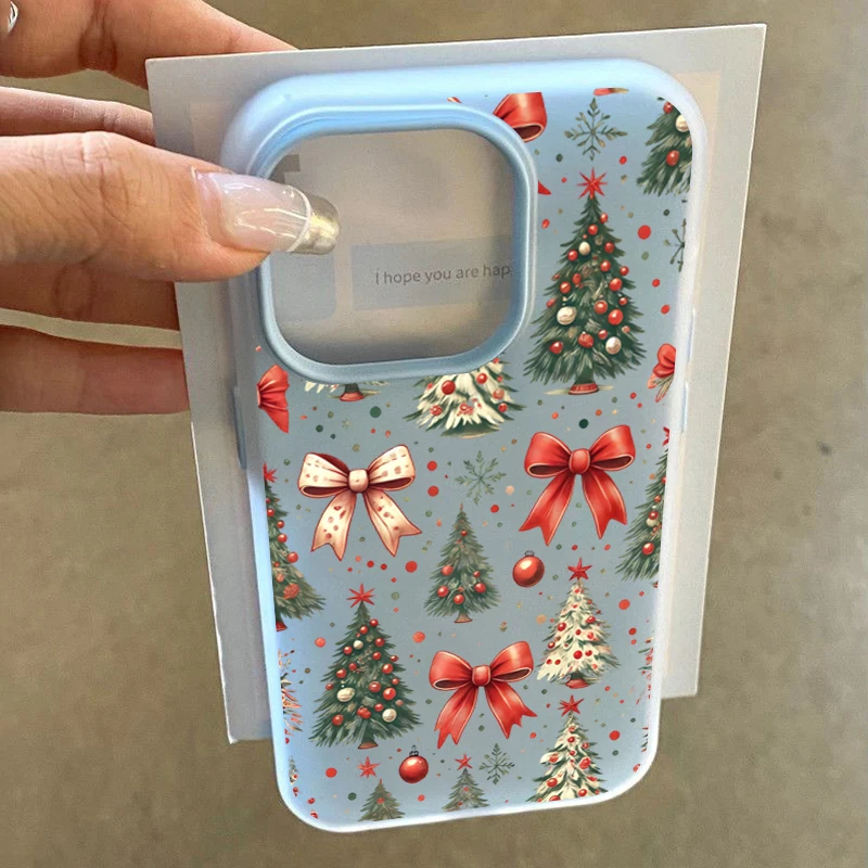 شجرة عيد الميلاد القوس الأحمر نمط جراب هاتف آيفون 17 برو ماكس الهواء 16 15 14 13 12 11 برو ماكس 7 8 زائد 2 في 1 ماتي هلام غطاء