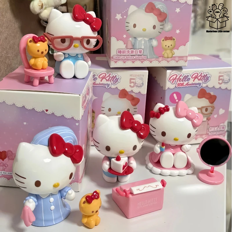 

2026 Sanrio New Cute Hello Kitty Daily Life Model, Lovely Cartoon Ornament for Desk, Kawaii Surprise Blind Box Gift for Girls