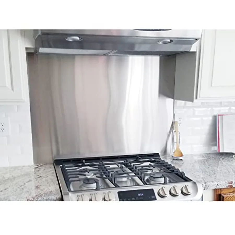 

24" By 30" Stainless Steel Stove Backsplash Splatter Guard SP3604 Range Hood Backsplash Wall Shield Metal Panel Ultra Flat Easy