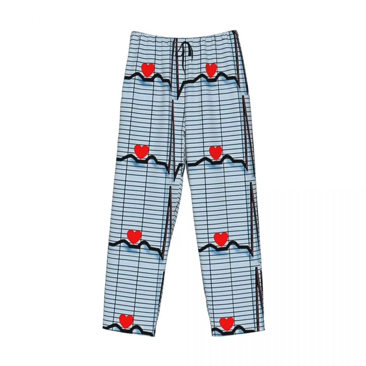 Custom EKG Cardiac Rhythm Strips Pajama Pants Men Sleepwear Sleep Lounge Bottoms with Pockets