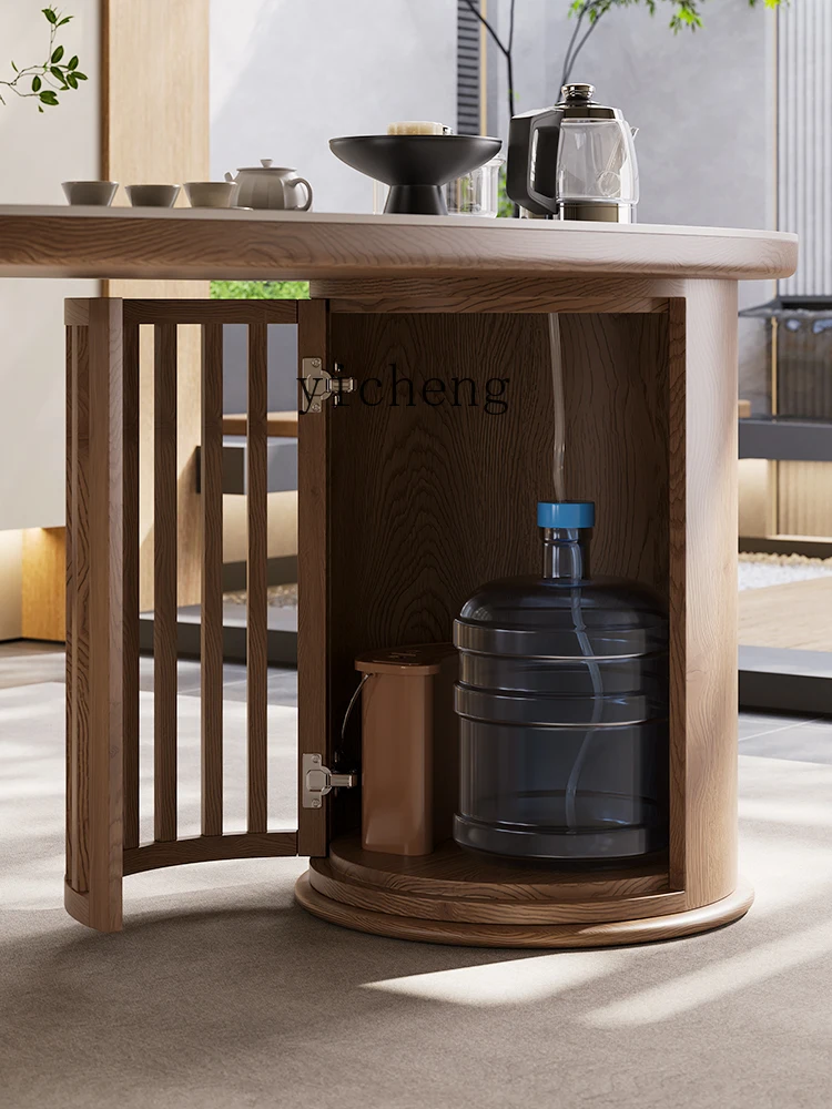 XL solid wood balcony tea table 1.2 meters household new Chinese rock slab tea table