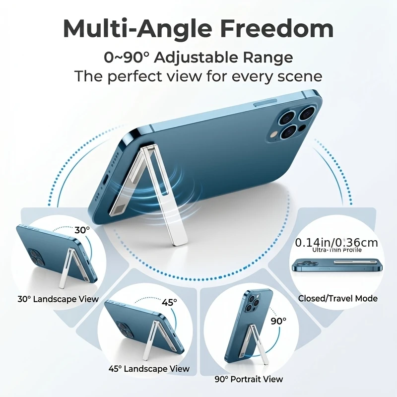 2pcs  Fashion Ultra Thin Foldable Metal Phone Stand Magnetic Phone Support Invisible Back Stick Portable Phone Desktop Holder