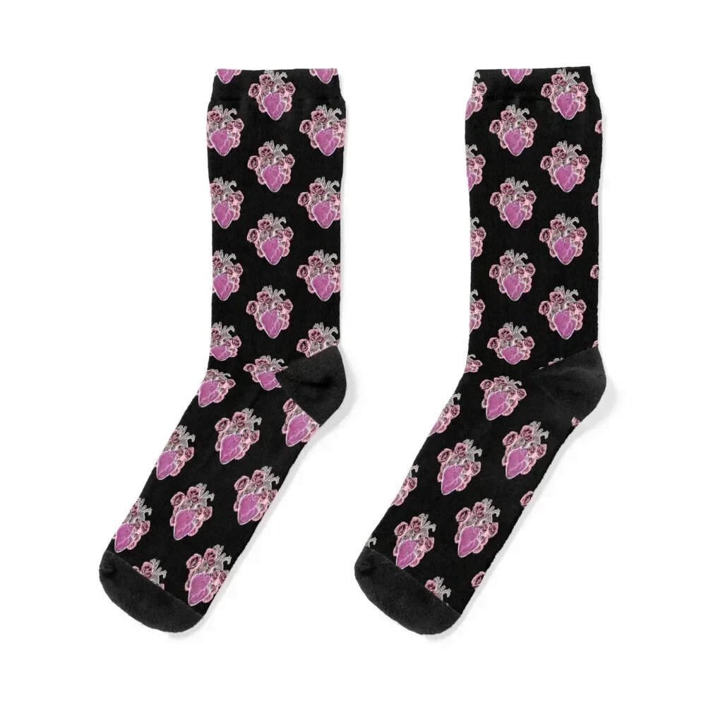 

Pink roses Bloom Floral Heart Human Anatomy flowers Socks sports stockings floral Rugby Socks Female Men's