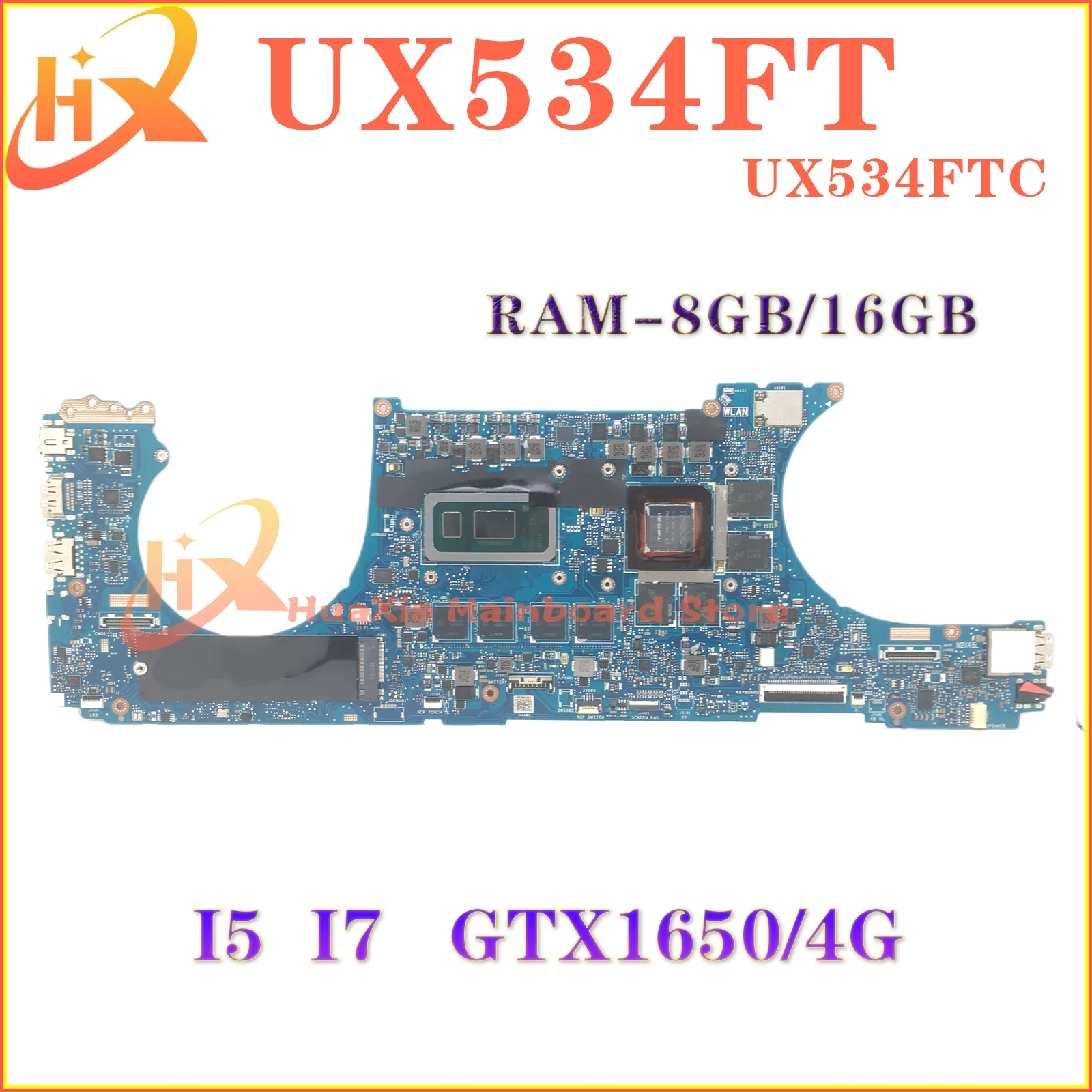 Imagem -02 - Placa-mãe do Portátil Kefu Ux534ft Ux534fa Bx534ft Bx534ftc Bx533ftc Ux534ftc Rx534ftc i5 i7 Gtx1650 Uma 8g 16g Ram