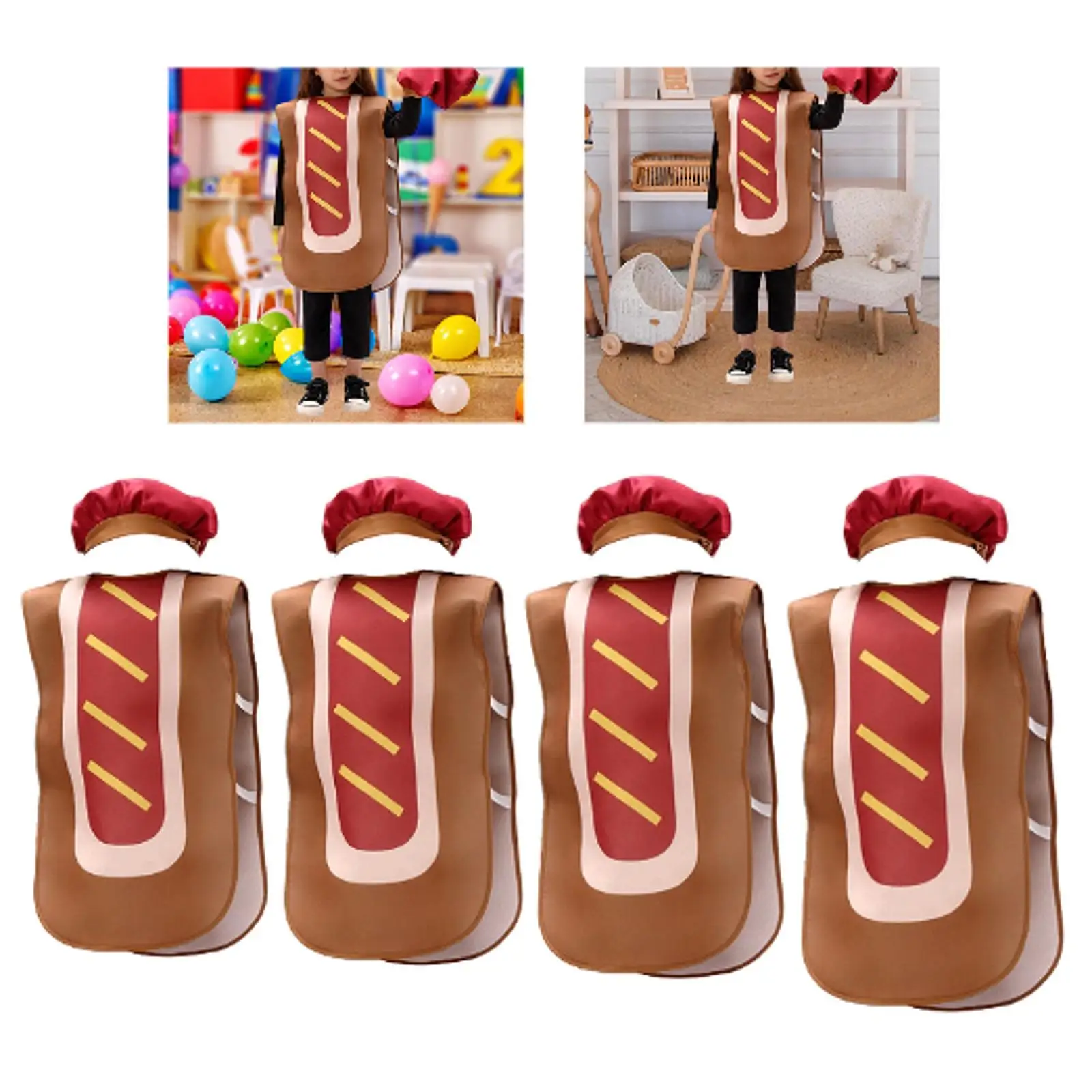 Hot Dog Costume for Kids Portable Cartoon Roles Play Jumpsuit Boys Girls