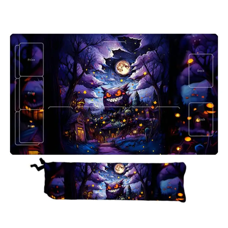 60*35*0.2cm Anime Pokemon GAME PTCG Dedicated Card Playmat Battle Against Starry Night Series Pikachu Gengar Collection Gift Toy