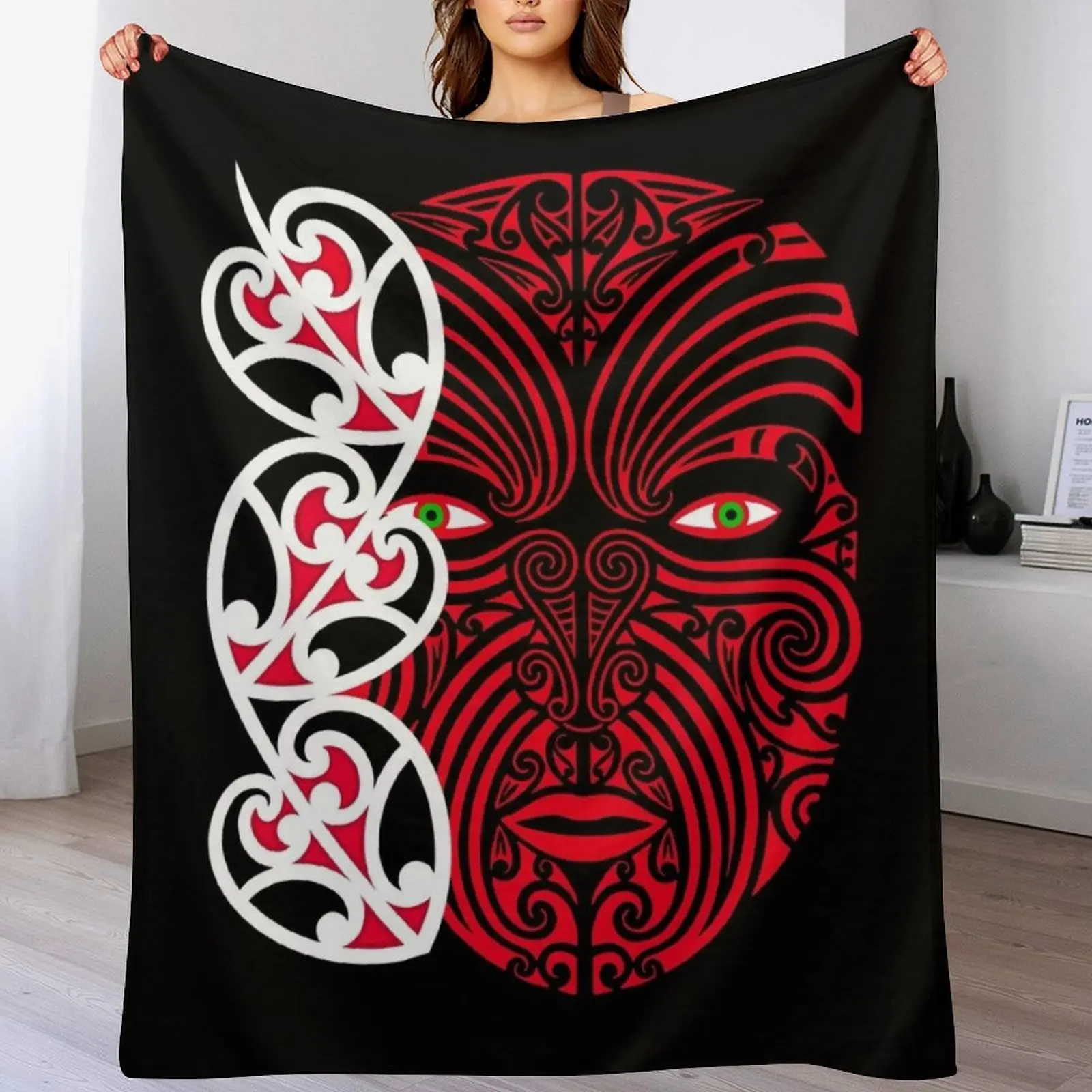 Maori face Throw Blanket Single Warm Tourist Blankets