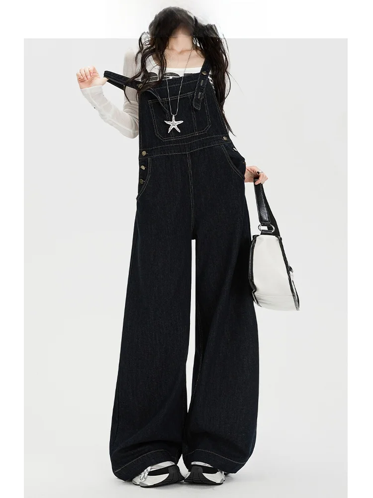 

Forever 2, джинсовые комбинезоны в американском стиле ретро, женские свободные повседневные универсальные комбинезоны с широкими штанинами, хлопковые повседневные джинсы с высокой талией