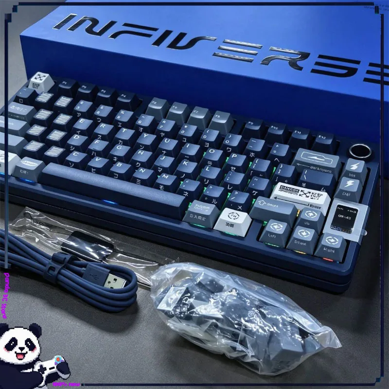 Keyverse Infi75 Customized Tri-Mode Game Keyboard Rgb Hot Plug Keep Out Limited Side Engraved Japanese Keycaps Csgo Apex Pubg
