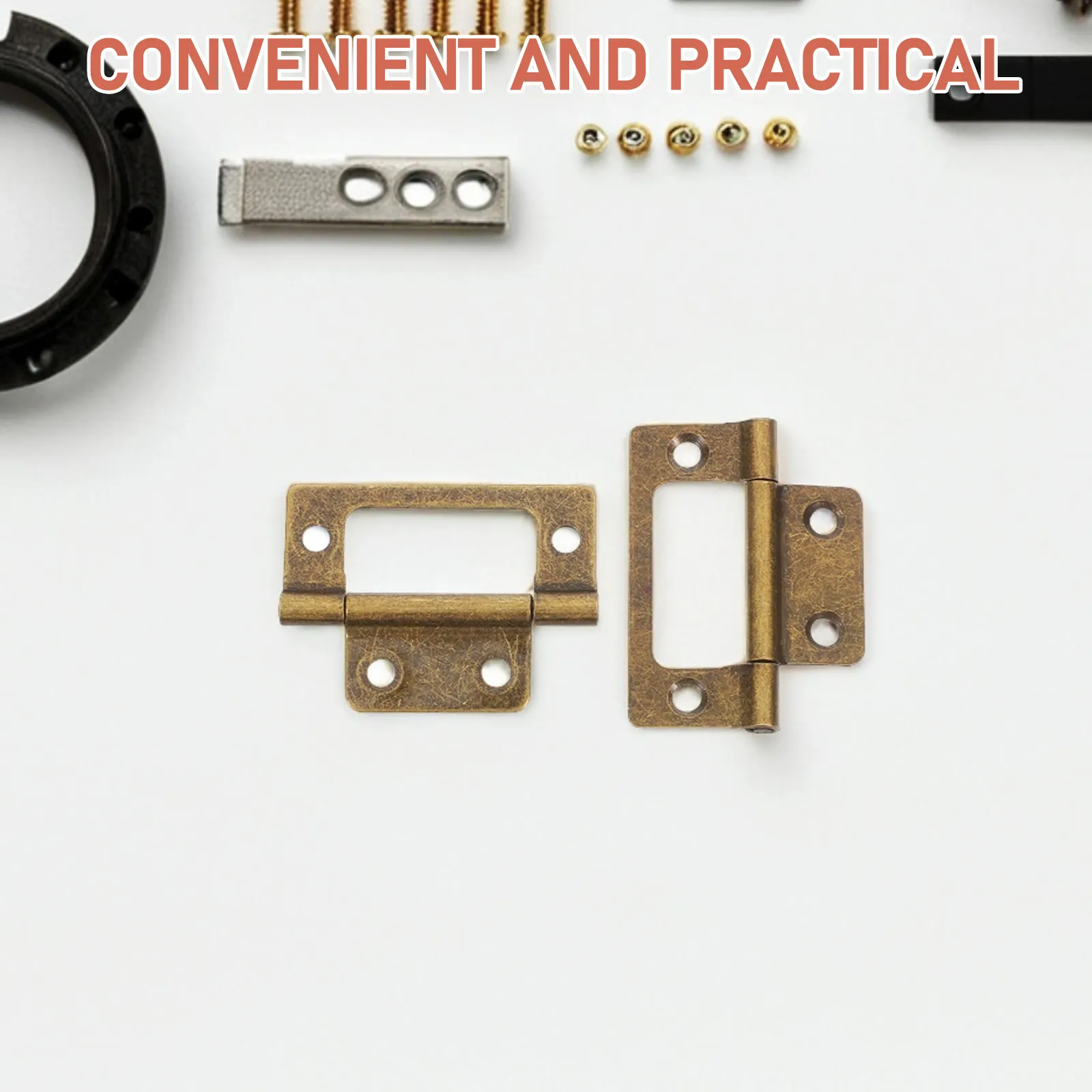 12Pcs Easy Install Bronze Iron Hinges Small Hinges for Cabinets Doors Drawers Shutters Vintage Furniture Hardware Bifold