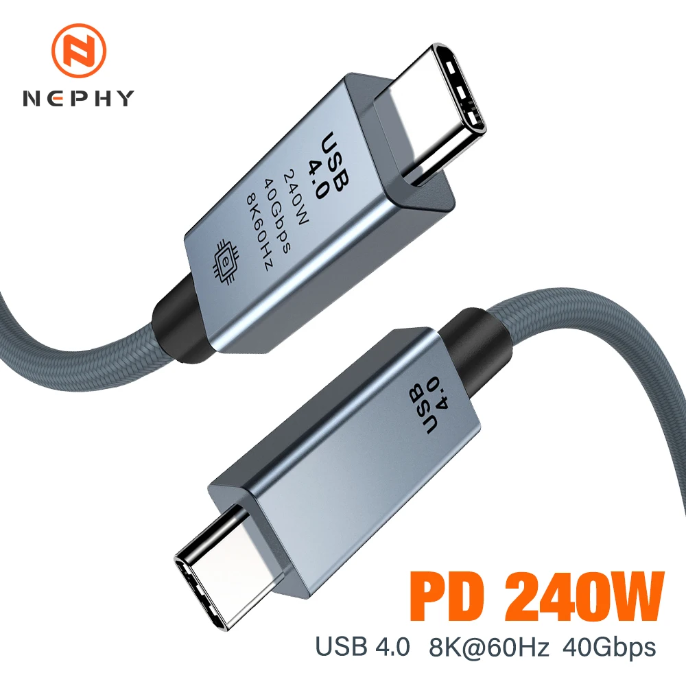 40gbps thunderbolt4 type c 240w USB4 fast charging cable compatible thunderbolt 3 USB c data transfer cable 8K for MacBook Dock