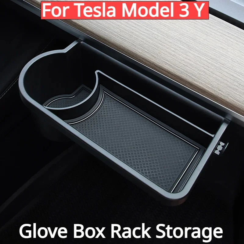 Glove Box Rack Storage Hook Mini Table Phone Water Cup Holder Front Passenger Glove Box Car Accessories 2023 For Tesla Model 3 Y