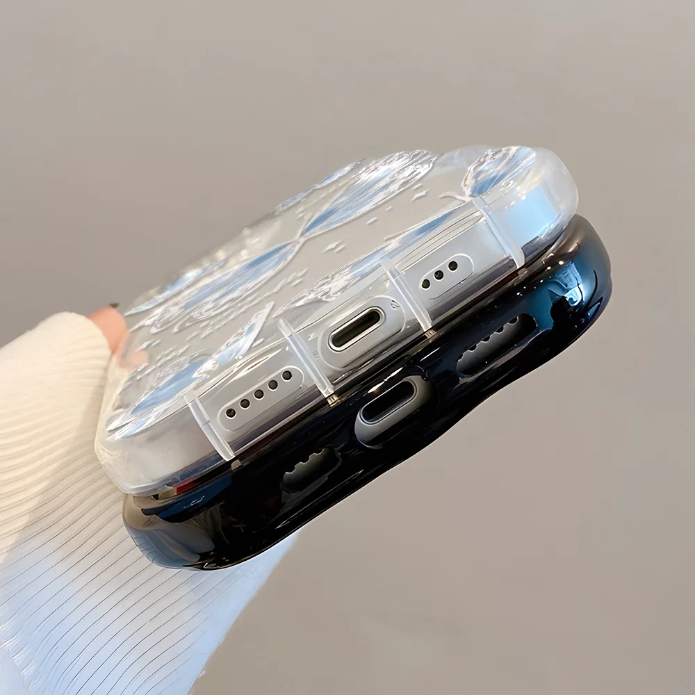 Clear Soft Curly Wave Case For Samsung A55 5G A54 A53 A52 A35 A34 A32 4G A24 A23 A22 A14 A13 S23 S22 S21 S20 FE S24 Ultra Cover
