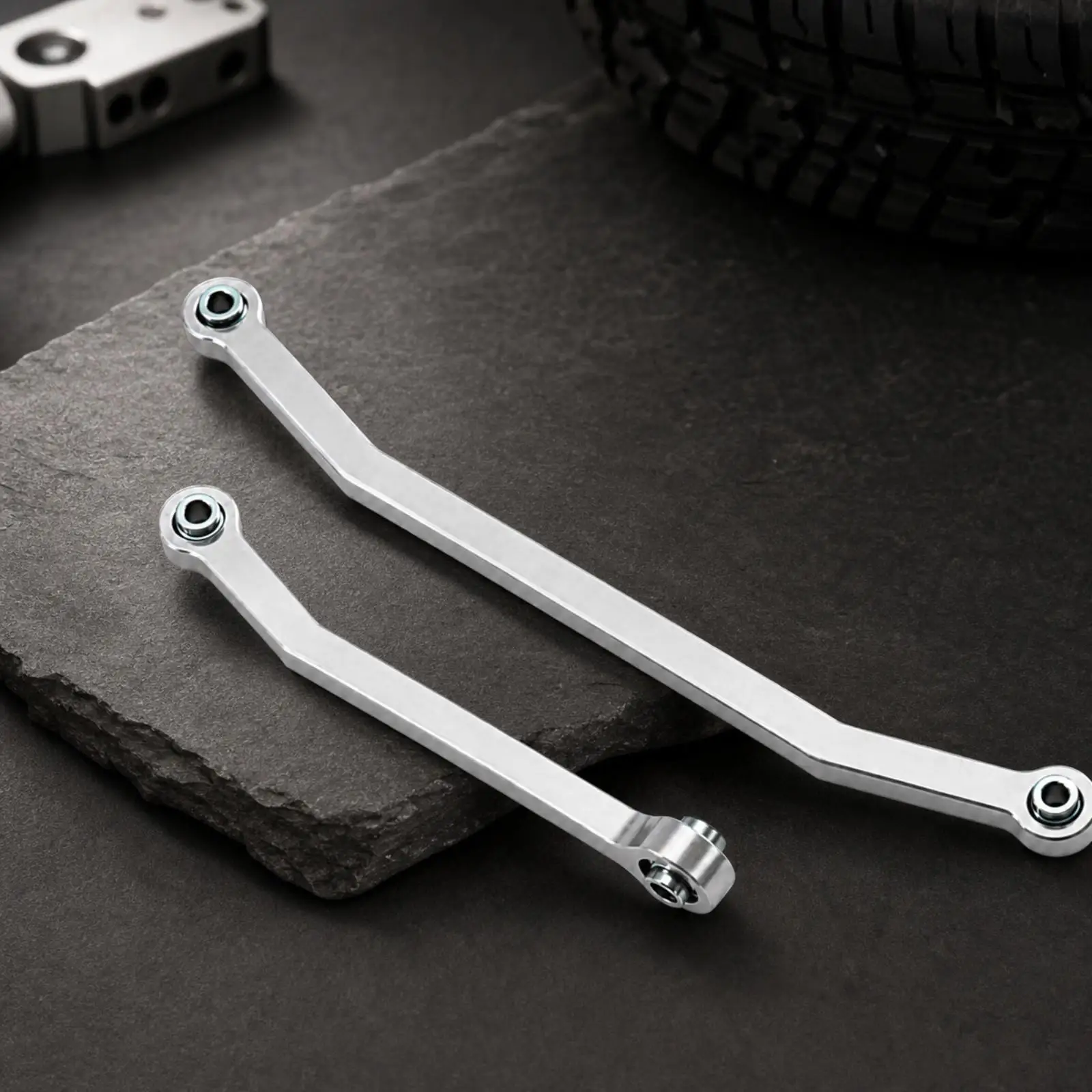 Replacement Steering Tie Rods Machined Finish, Rigid metal construction, Steering Rods with Joint Ends, for RC Crawler