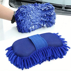 Washing Sponge Brush Soft Chenille Coral Fleece Microfiber Washing Brush Car Body Cleaning Water Absorbtion Brushes Detailing