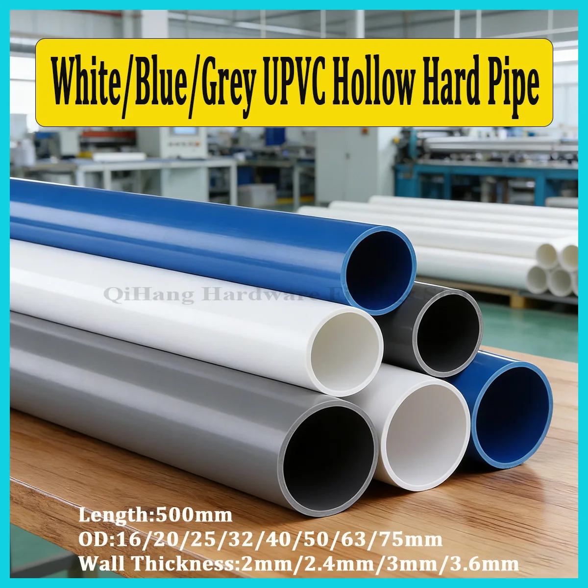 

1/2/4Pcs White/Blue/Grey UPVC Hollow Hard Pipe L500mm, OD 16-75mm, for Aquarium Fish Tank, Garden Irrigation Water Tube Fittings
