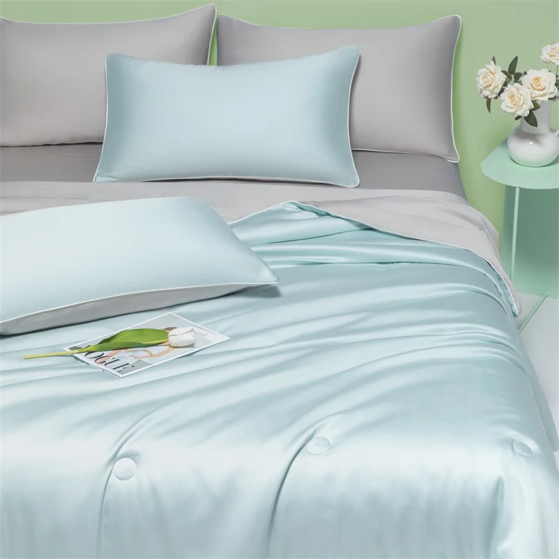 4pcs-new-cooling-washed-ice-silk-summer-quilt-set-breathable-comforter-flat-sheet-pillowcases-for-single-double-bed