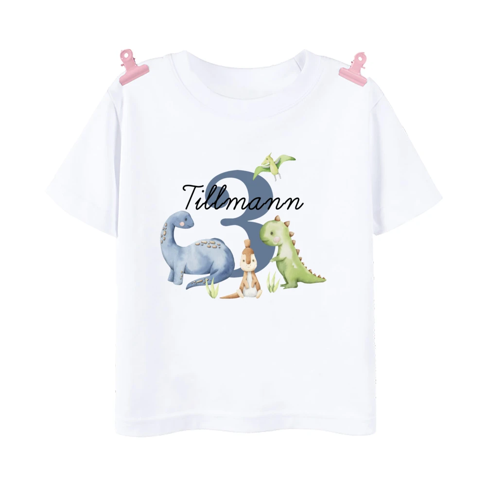 Personalized Birthday Shirt 1-9 Year T-Shirt Wild Top Boys Birthday Party T Shirt Wild dinosaur with Name Clothes Kids tee Gift