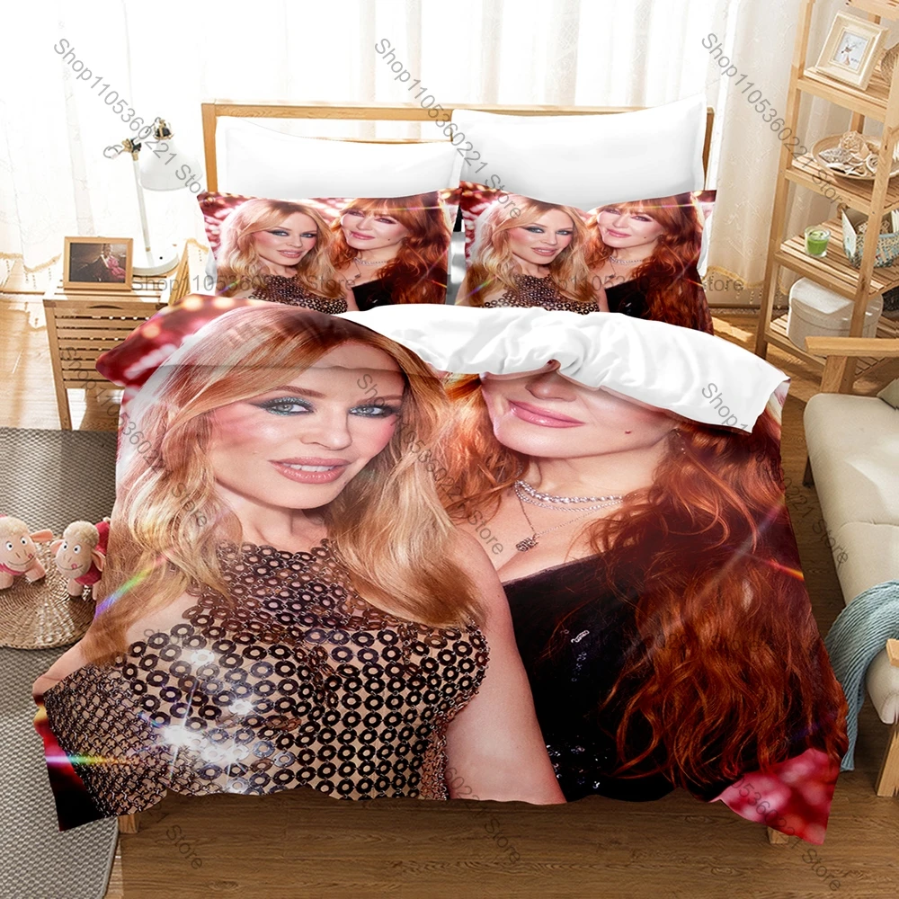 Personality Kylie Minogue Bedding Set New Pop Australia Singer Print Duvet Cover Set Soft Polyester Bedroom Decor