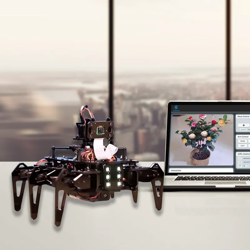 Robot educativo STEAM Raspberry Pi 4ta generación 4B/3B Cámara WiFi Spider de seis patas AI