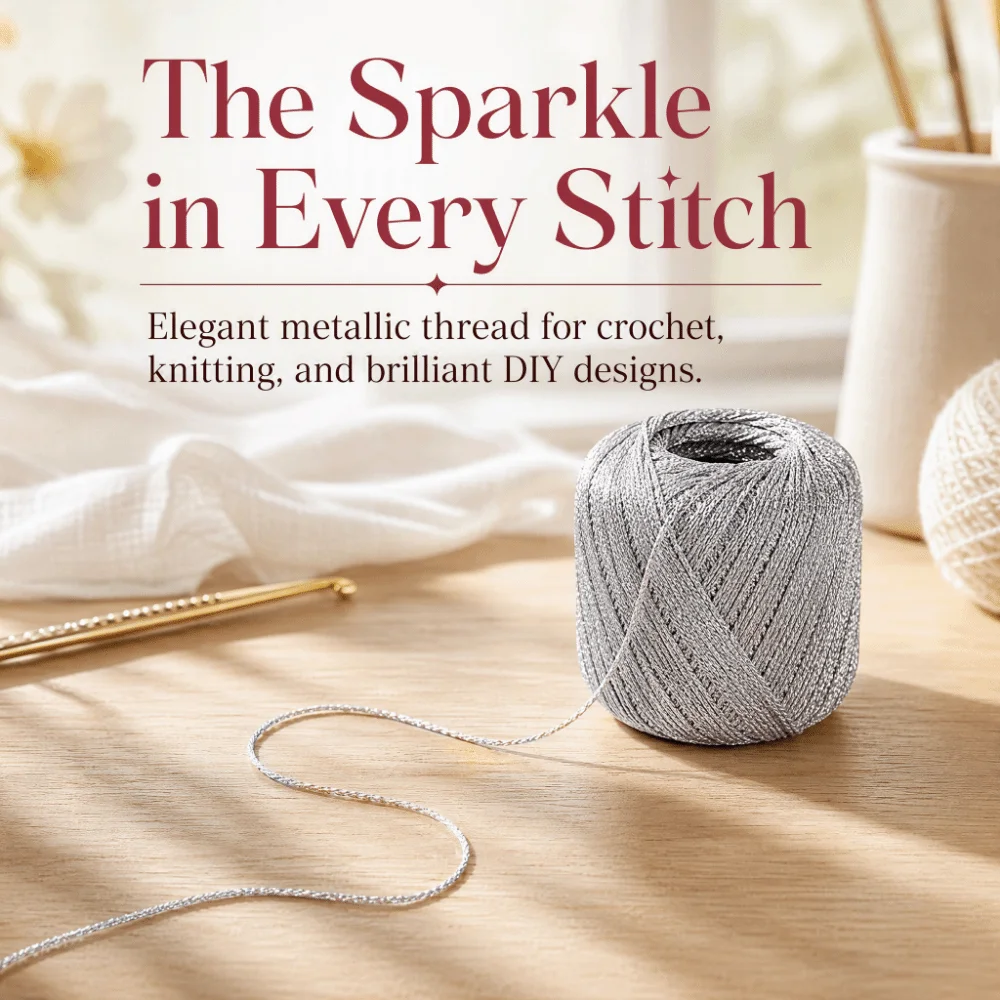 Metallic Color Gold Silver Thread 1mm 120M Handmade Material Crochet Knitting Yarn DIY Craft Supply Multicolor Dyeing Yarn