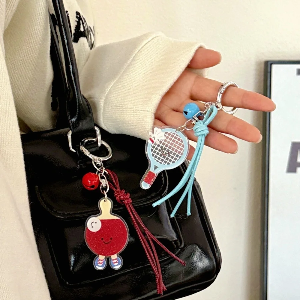 Creative Sports Ball Keychain Bag Charms Acrylic Pendant Tennis Football Soccer Badminton Cute Gift for Backpack Bag