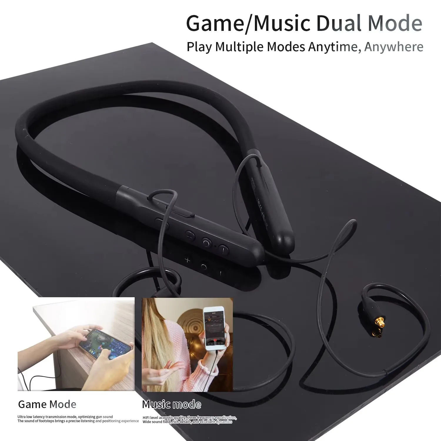 Pizen Neckband Wireless Bluetooth Cable Adapter for IEM Wireless Cable LDAC/APTX HD/APTX ADAPTIVE MMCX with Earhook 33H Playtime