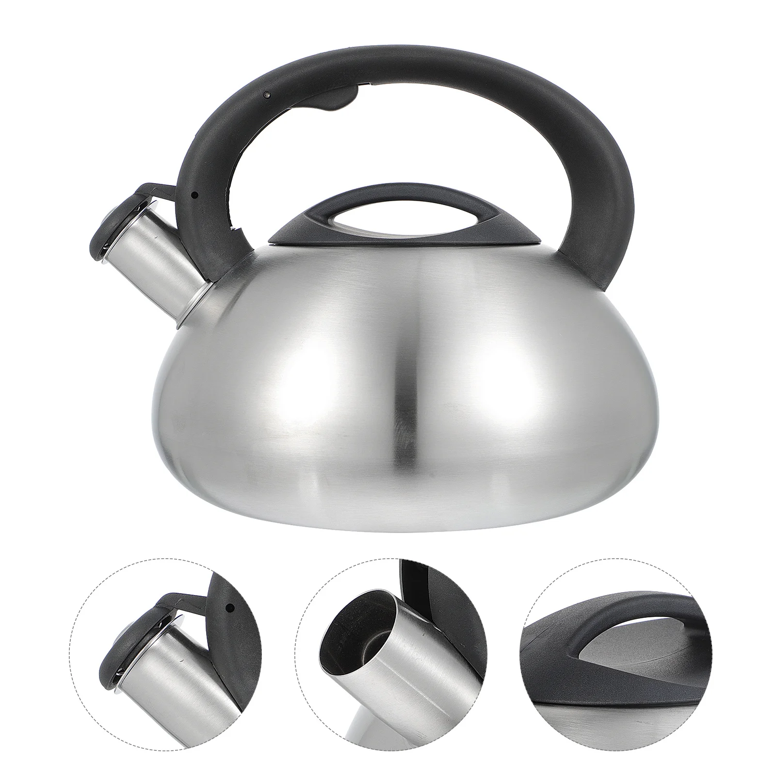 

1Pcs Stainless Steel Whistling Teakettle Silver Heating Kettle for Gas Stove Induction Cooker Household Water Boiling