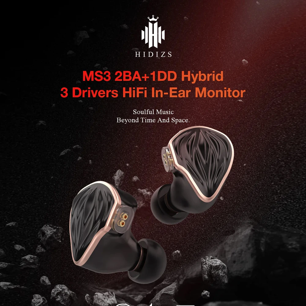 

Hidizs MS3 Best Wired In-Ear HiFi IEMs Earphone 2BA+1DD Hybrid 3 Drivers Hi-Res Monitors Headphone 0.78mm/2PIN 3.5/4.4mm Cable