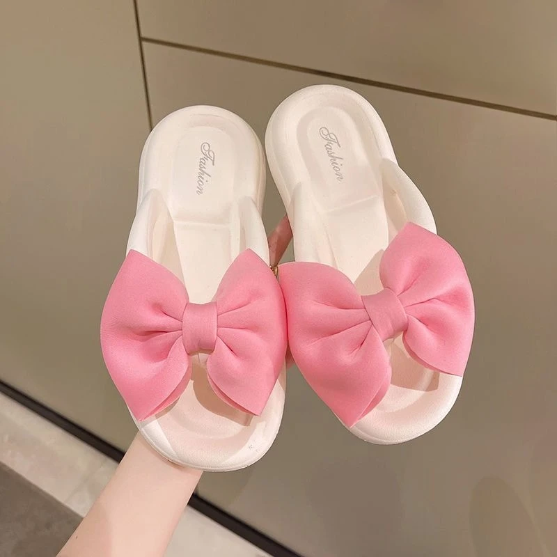 

Женские летние модные сандалии-шлепанцы с мягкой амортизацией, нескользящей платформой и бантом для улицы, новинка 2026 года