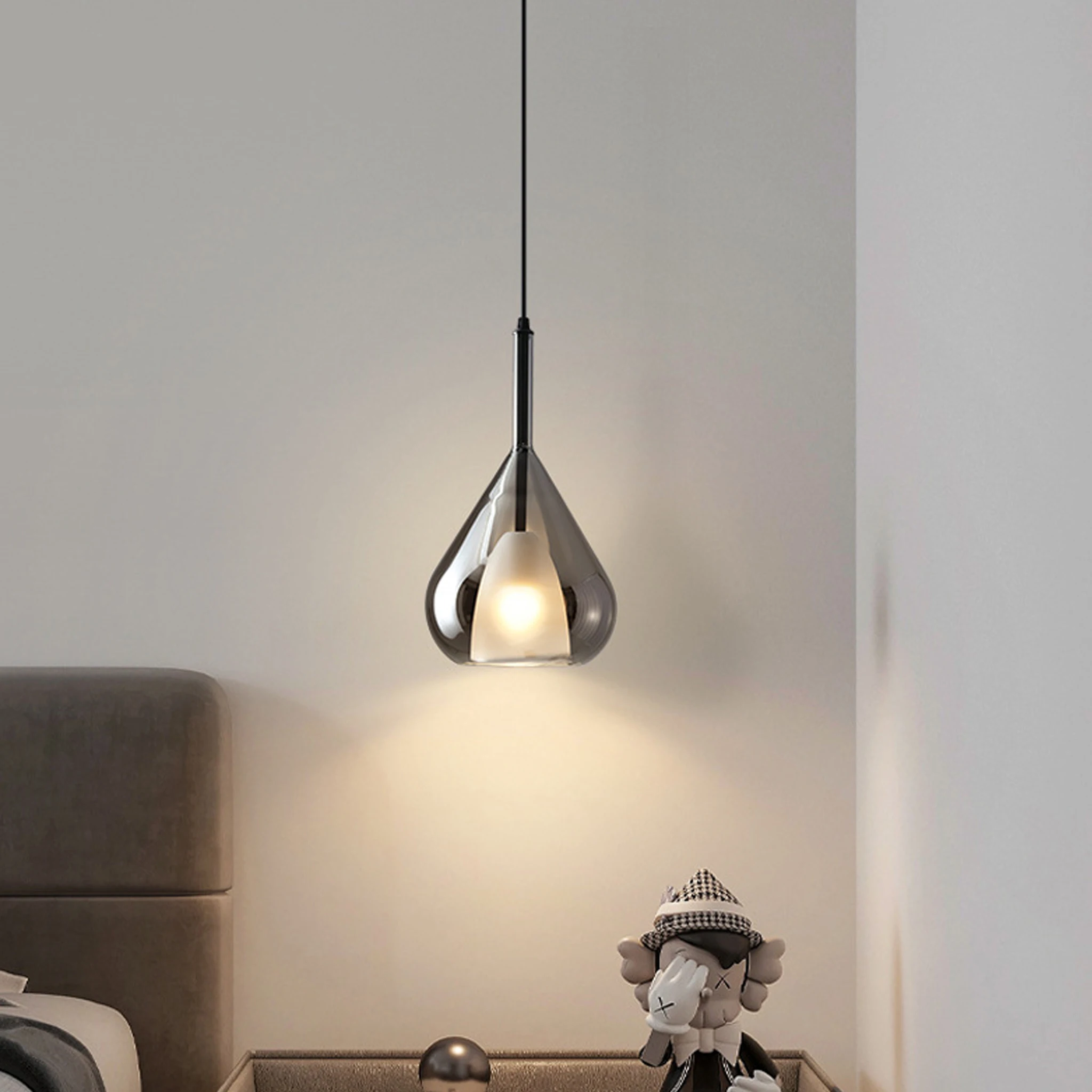 Minimalist Glass Pendant Light Luxury Bubble Adjustable Hanging Lamp Artistic Bar Dining Room Kitchen Island Cafe Bedroom