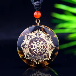 Orgonite Necklace Chakra Pendant Sri Yantra Sacred Geometry Obsidian EMF Radiation Protection Energy Necklace Jewelry