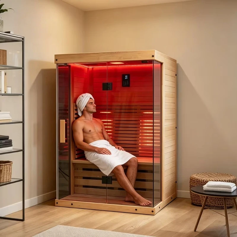 

Customized Outdoor Sauna Wood Burning Infrared Sauna Infrared and Red Light Therapy Infrarouge Sauna House 2 Person