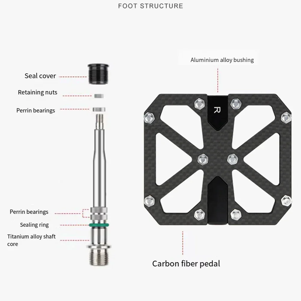 MTB Pedals Carbon Fiber Bike Pedal Biking High Lubrication Hollow Construction Lightweight Design For Mountain Bikes